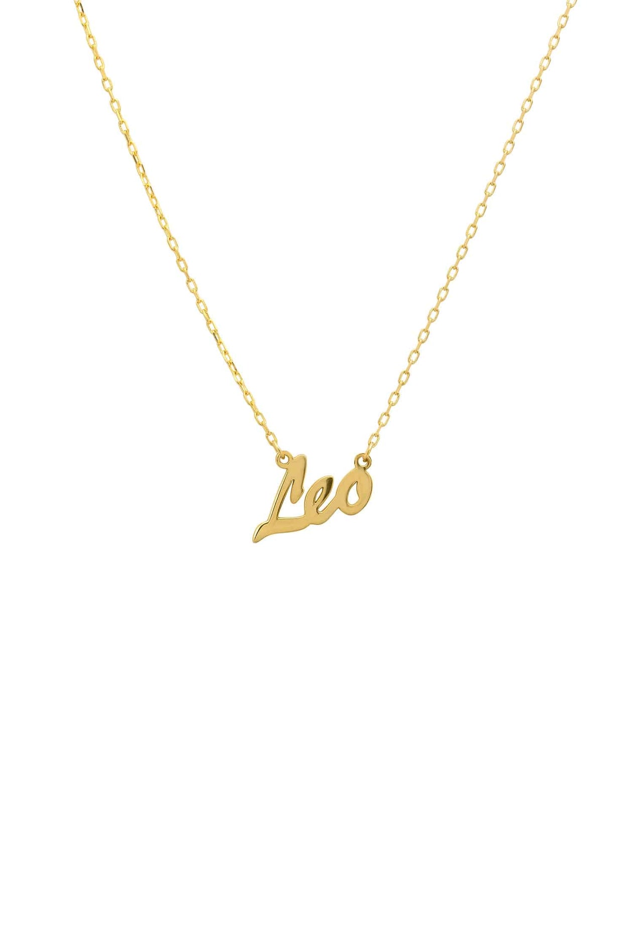 Zodiac Star Sign Name Necklace Gold Leo -