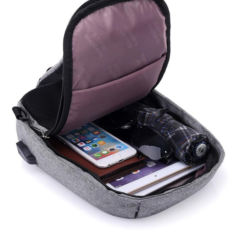 External USB Charging & Ear bud securing Incline Shoulder Bag - 3 COLORS -