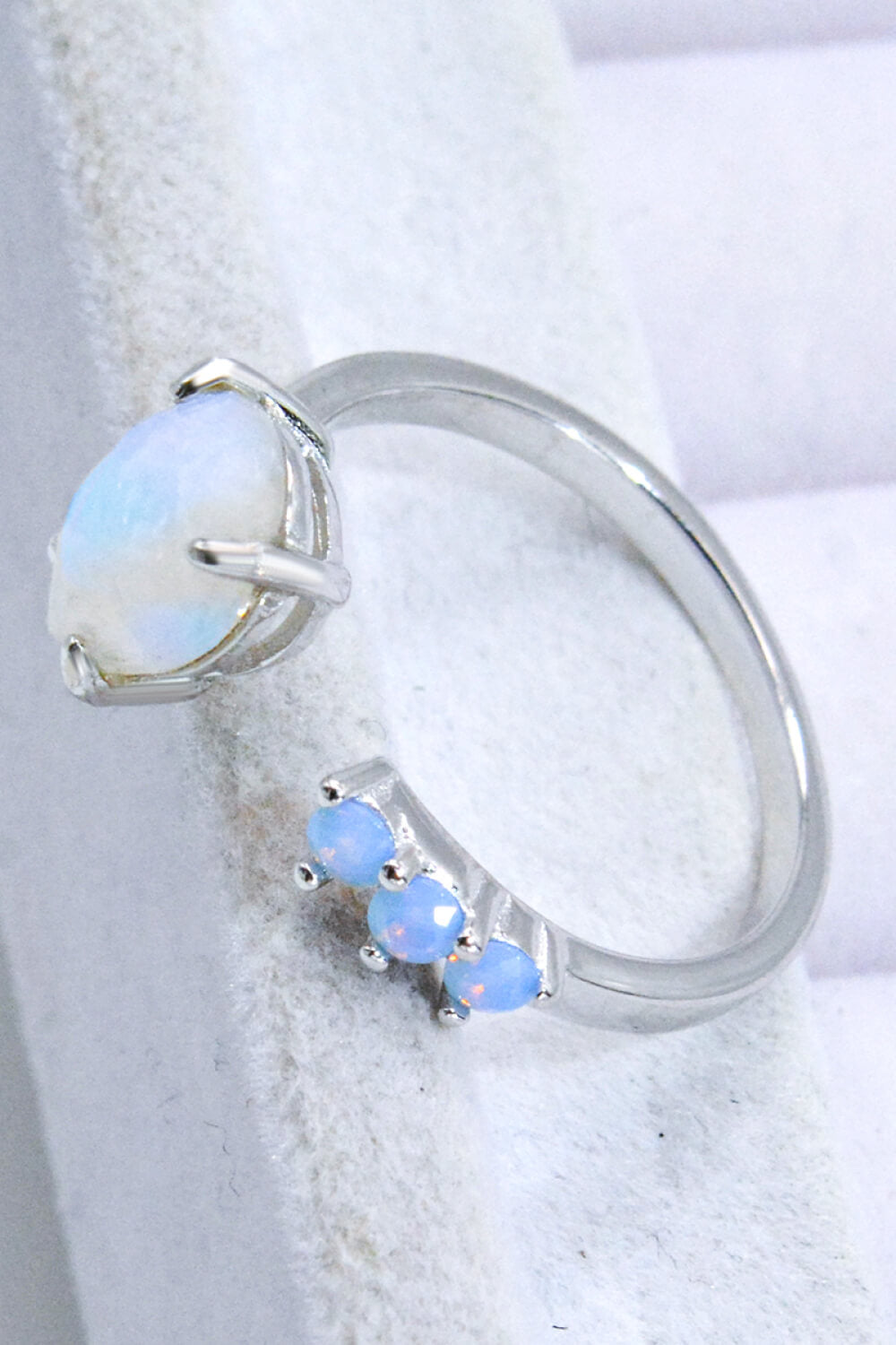 18K Rose Gold-Plated Moonstone Open Ring - T - 1 ADJUSTABLE SIZE - 2 FINISHES -