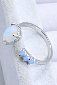 Thumbnail for 18K Rose Gold-Plated Moonstone Open Ring - T - 1 ADJUSTABLE SIZE - 2 FINISHES -