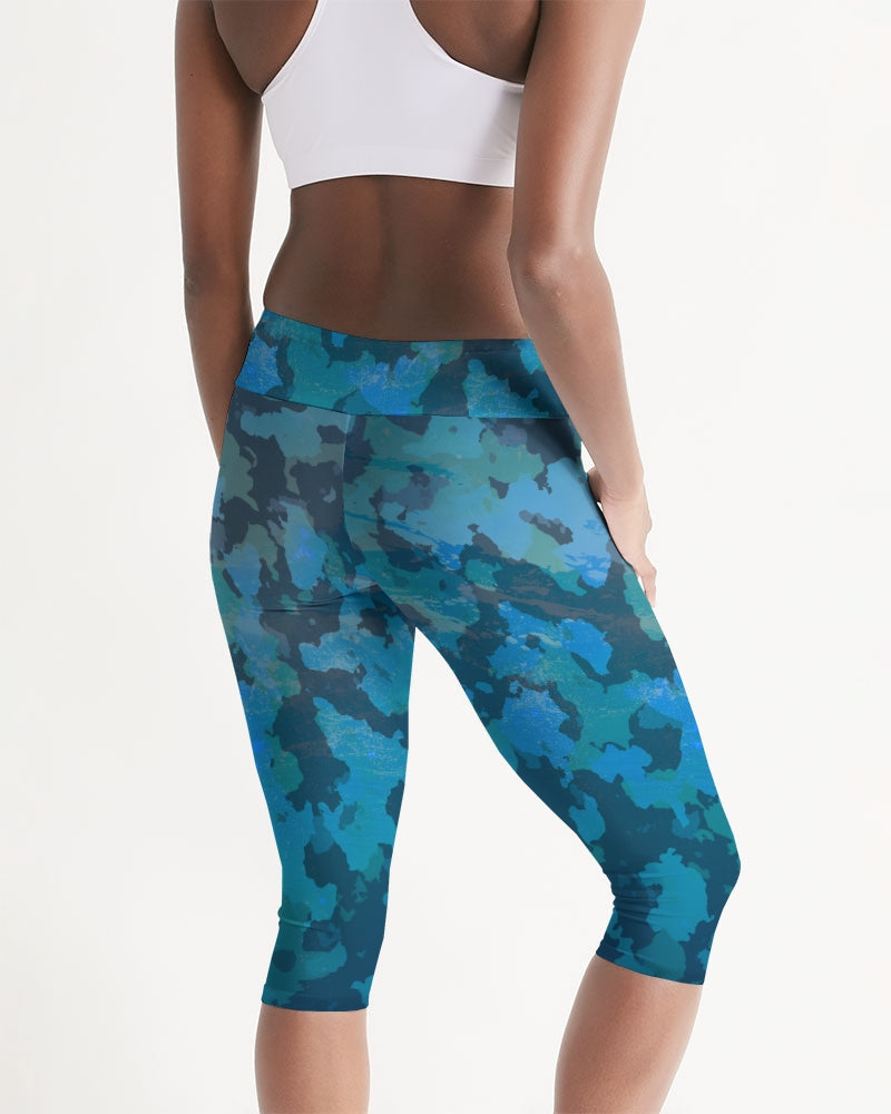 FYC - Women's Active Comfort Ocean Camo Mid-Rise Capri Leggings - 1 COLOR -