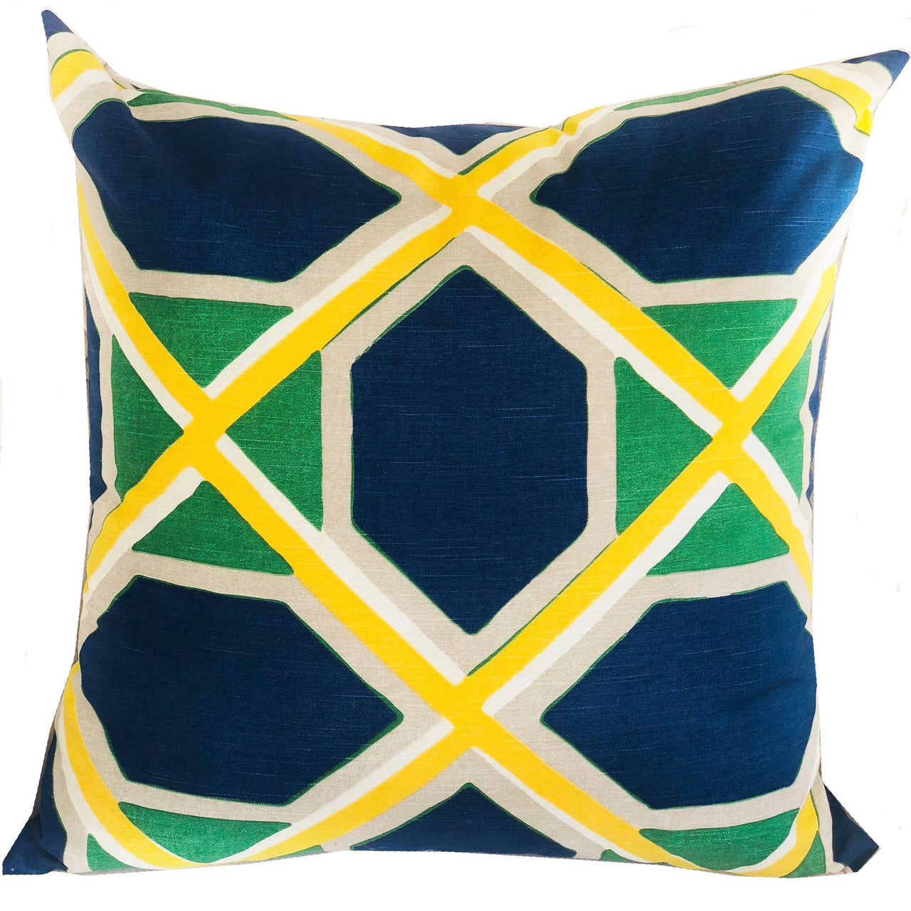 Obliquity Blue, Yellow and Green Luxury Throw Pillow - 10 SIZES -