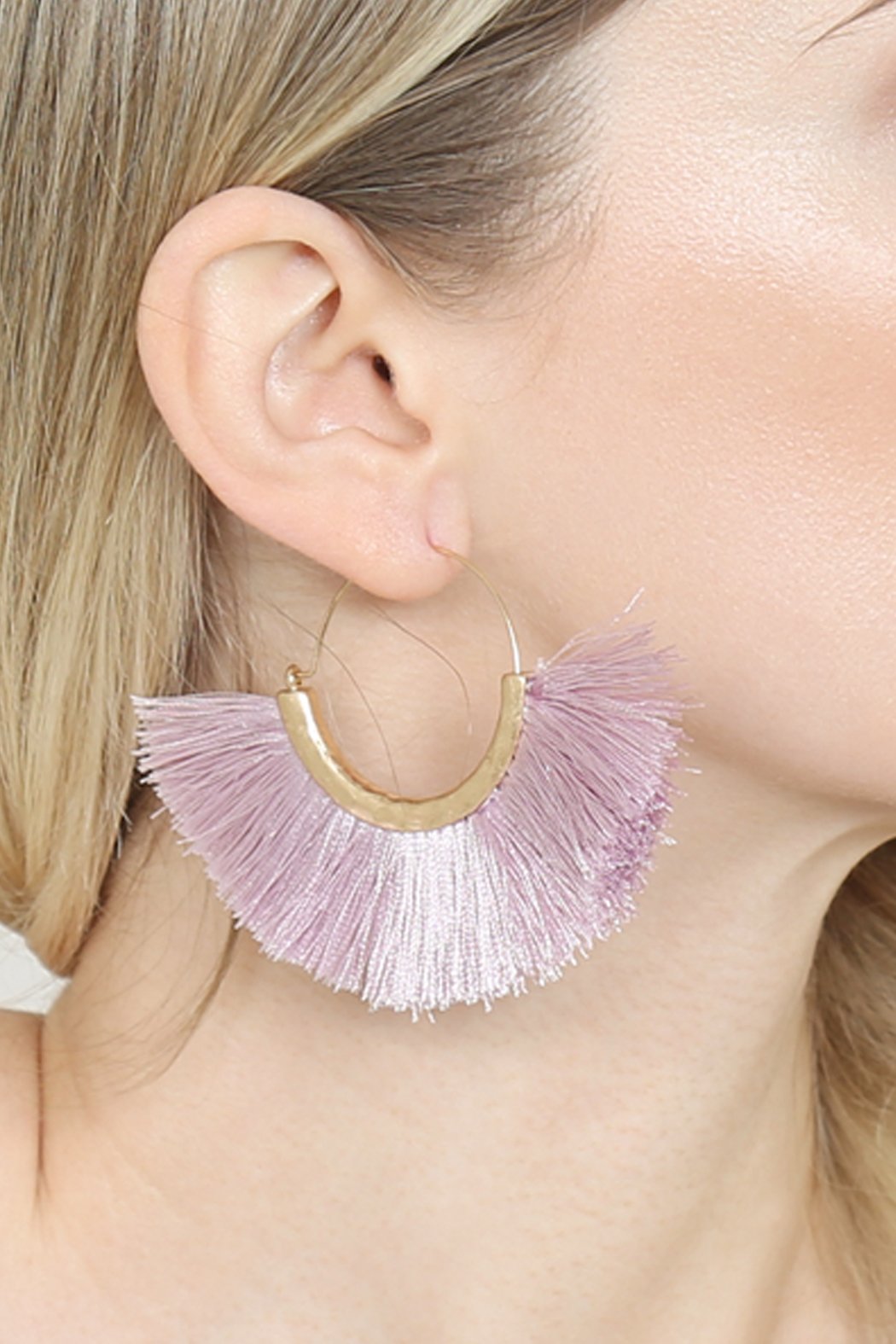 Tassel Fan Hoop Earrings - 15 COLORS -