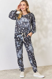 Thumbnail for BiBi Star pattern Long Sleeve Top and Drawstring Pants Set - 2 PCS. - T - 1 COLOR -