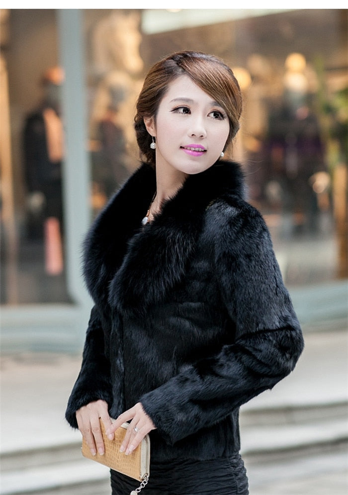 Sharon Tatem - Women Furry Short Faux Fox Fur Collar Jacket Overcoat - 7 COLORS -