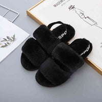 Thumbnail for Faux Fur Open Toe Slippers - T - 10 COLORS/PATTERNS -