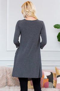 Thumbnail for Riah Fashion - Premium 3/4 Sleeve Swing Pocket Tunic Dress - 6 COLORS -