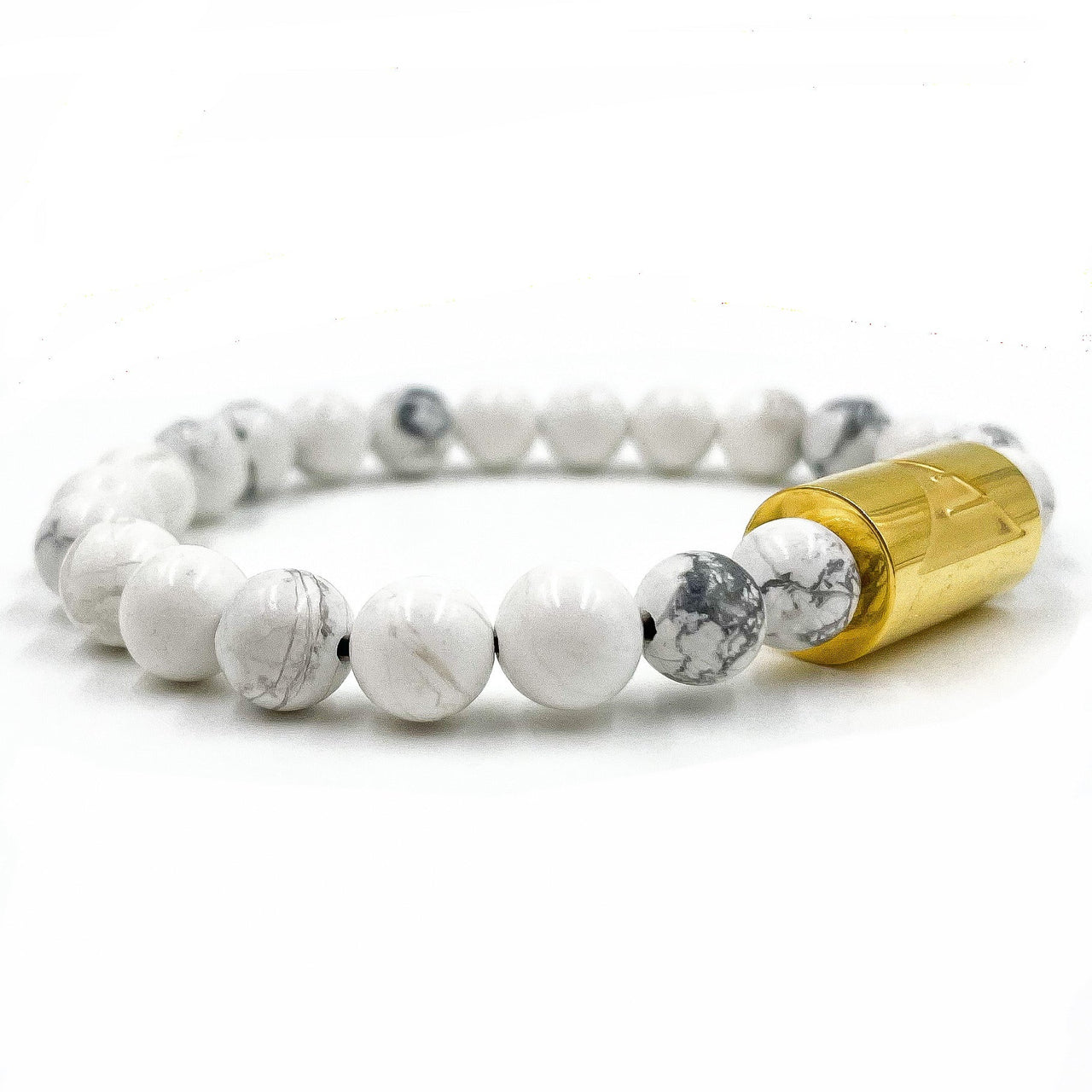 Rocky - White Howlite & Gold Gemstone Beaded Bracelet -