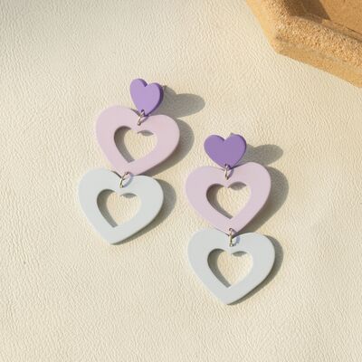 Cutout Heart Acrylic Dangle Earrings - T - 3 COLORS -