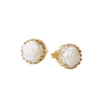 Thumbnail for Mini Round Porcelain Rose Gold-Filled Stud Earrings -