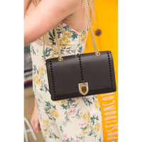 Thumbnail for Josie Black Leather Chain Bag -