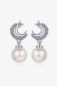 Thumbnail for Moissanite Pearl Drop Earrings