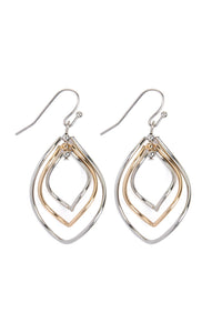 Thumbnail for Wire Hammered Marquise Hook Earrings - 3 FINISHES -