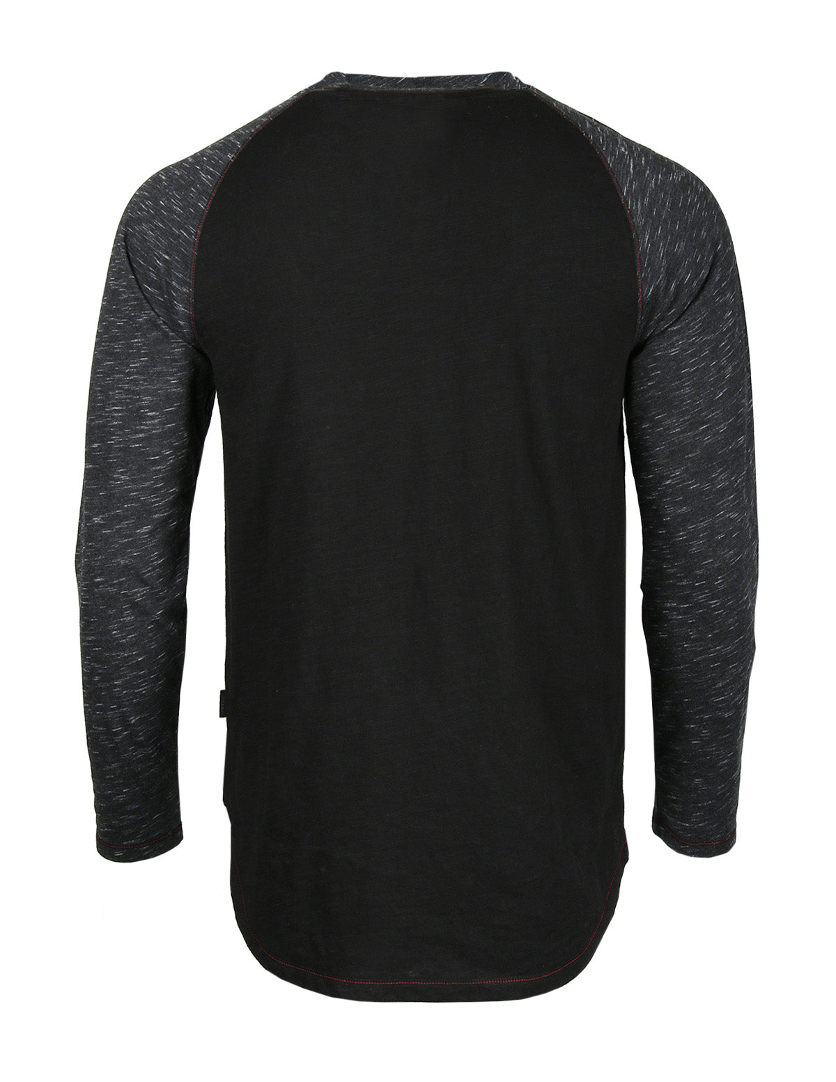 Long Sleeve Contrast Raglan Henley V-Neck T-Shirts  - 1 COLOR -