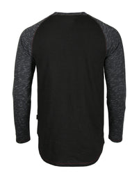 Thumbnail for Long Sleeve Contrast Raglan Henley V-Neck T-Shirts  - 1 COLOR -