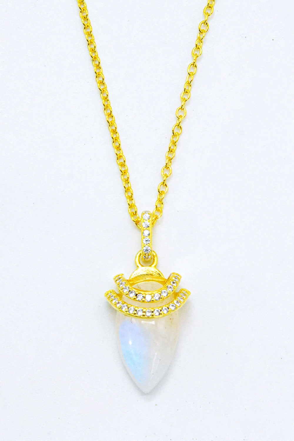 18K Gold-Plated Moonstone Pendant Necklace - T - 2 FINISHES -