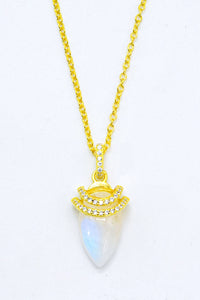 Thumbnail for 18K Gold-Plated Moonstone Pendant Necklace - T - 2 FINISHES -