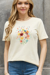 Thumbnail for Simply Love Full Size Floral Graphic Cotton Tee - T - 2 COLORS -