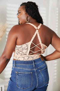 Thumbnail for JadyK Full Size Crisscross Lace Bralette - SIZES S THRU 3XL - T - 1 COLOR -