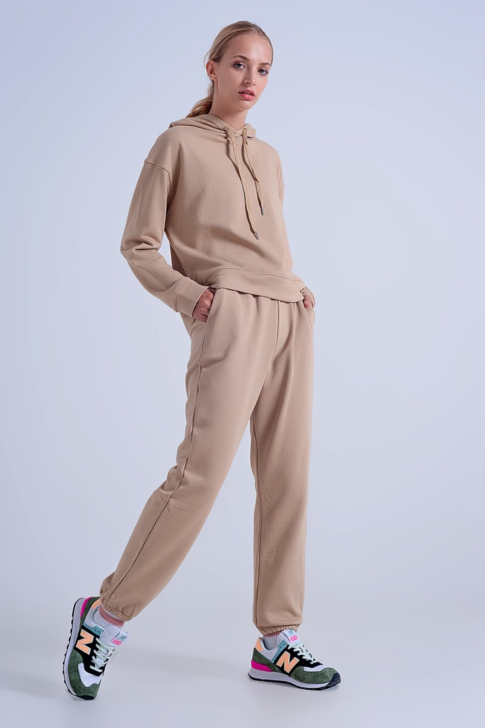 Q2 - Adjustable Waistband Joggers in Beige - 1 COLOR -