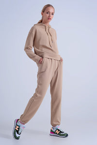 Thumbnail for Q2 - Adjustable Waistband Joggers in Beige - 1 COLOR -