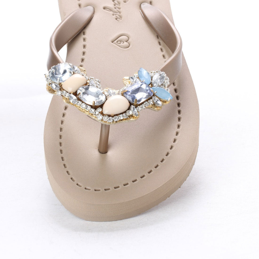 SAND BY SAYA N.Y. - Blue York - Rhinestone Flat Flip Flops Sandal - 5 COLORS -