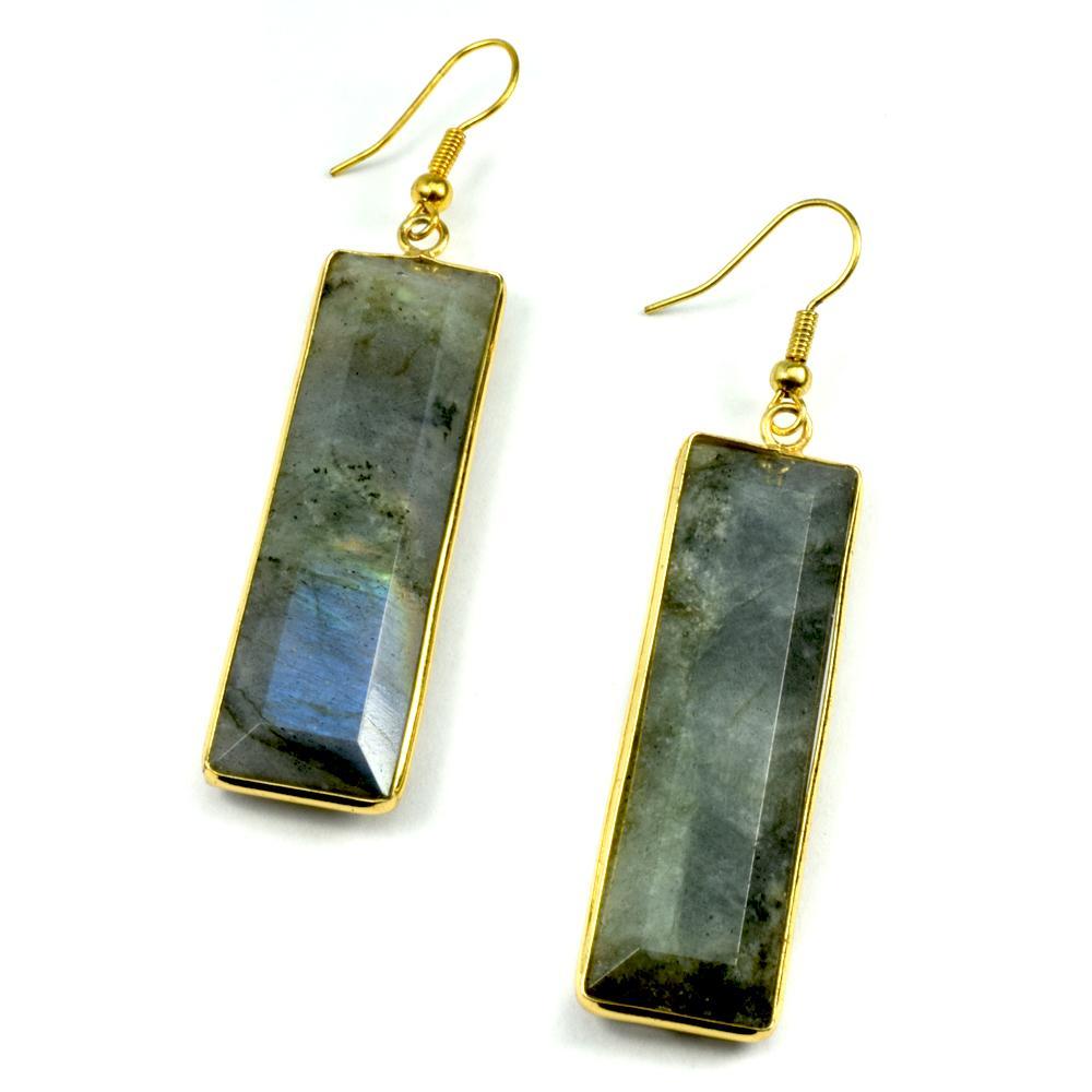 Christy Jean - Labradorite Rectangle Earrings -