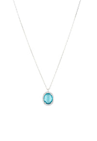 Thumbnail for LATELITA - Beatrice Oval Gemstone Pendant Necklace Silver Blue Topaz Hydro -