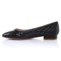 Thumbnail for Classic Leather Square Toe Ballerina - (Black)