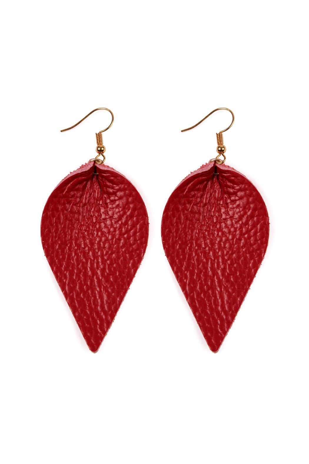 Teardrop Shape Pinched Leather Earrings - 18 COLORS -