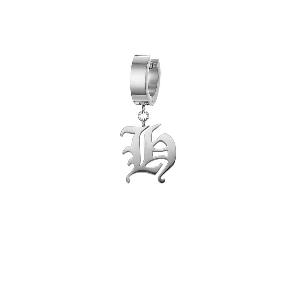 Mister - Old English Initial Earring - ALL 26 LETTERS - 2 FINISHES - FIND YOURS! -