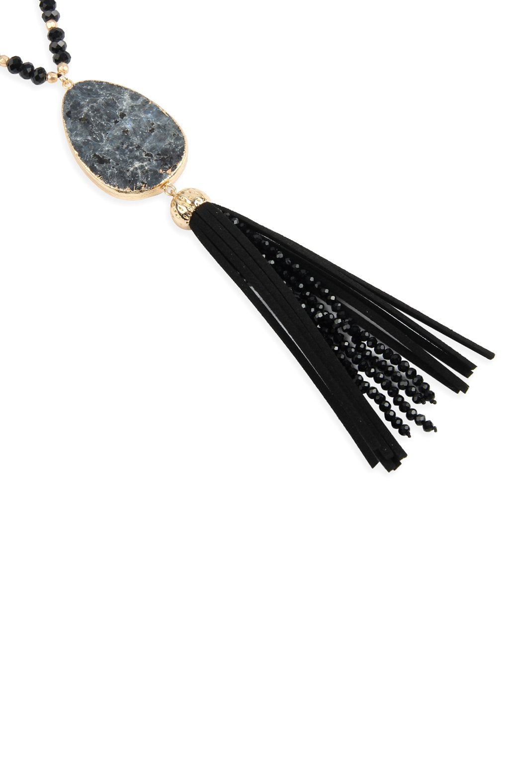 Natural Stone Tassel Pendant Necklace - 5 COLORS -