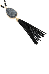 Thumbnail for Natural Stone Tassel Pendant Necklace - 5 COLORS -