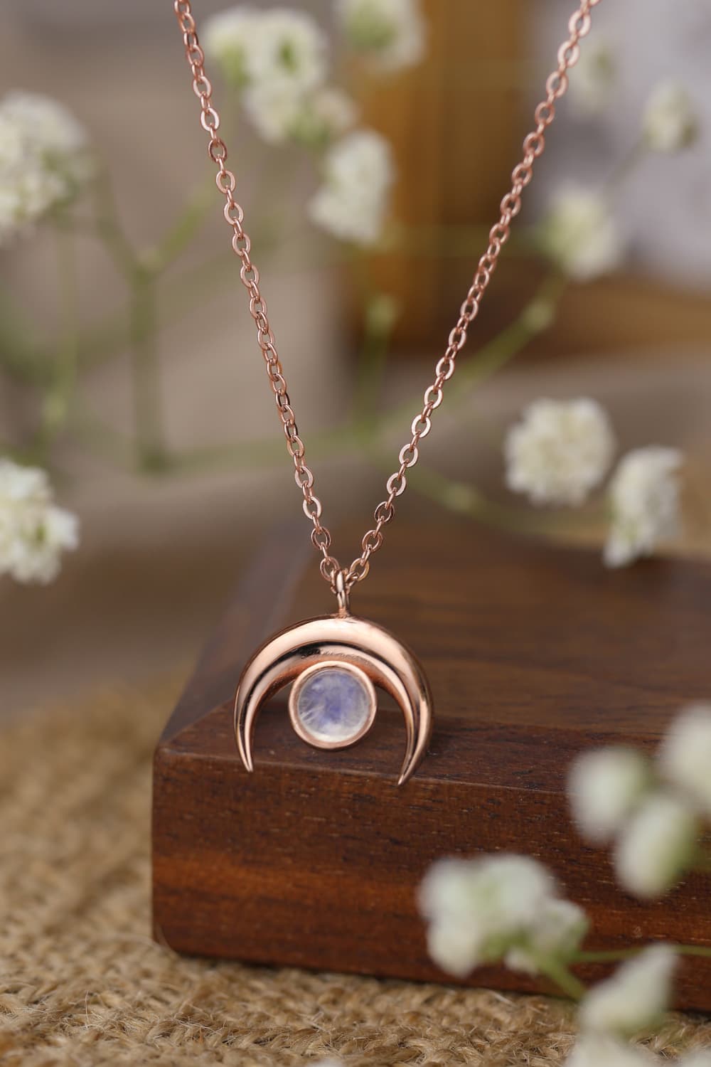 Natural Moonstone Moon Pendant 925 Sterling Silver Necklace - T - 3 FINISHES -