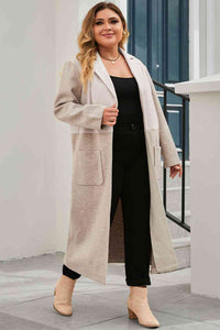 Thumbnail for Plus Size Collared Neck Buttoned Longline Coat - 1XL THRU 3XL - T - 1 COLOR -