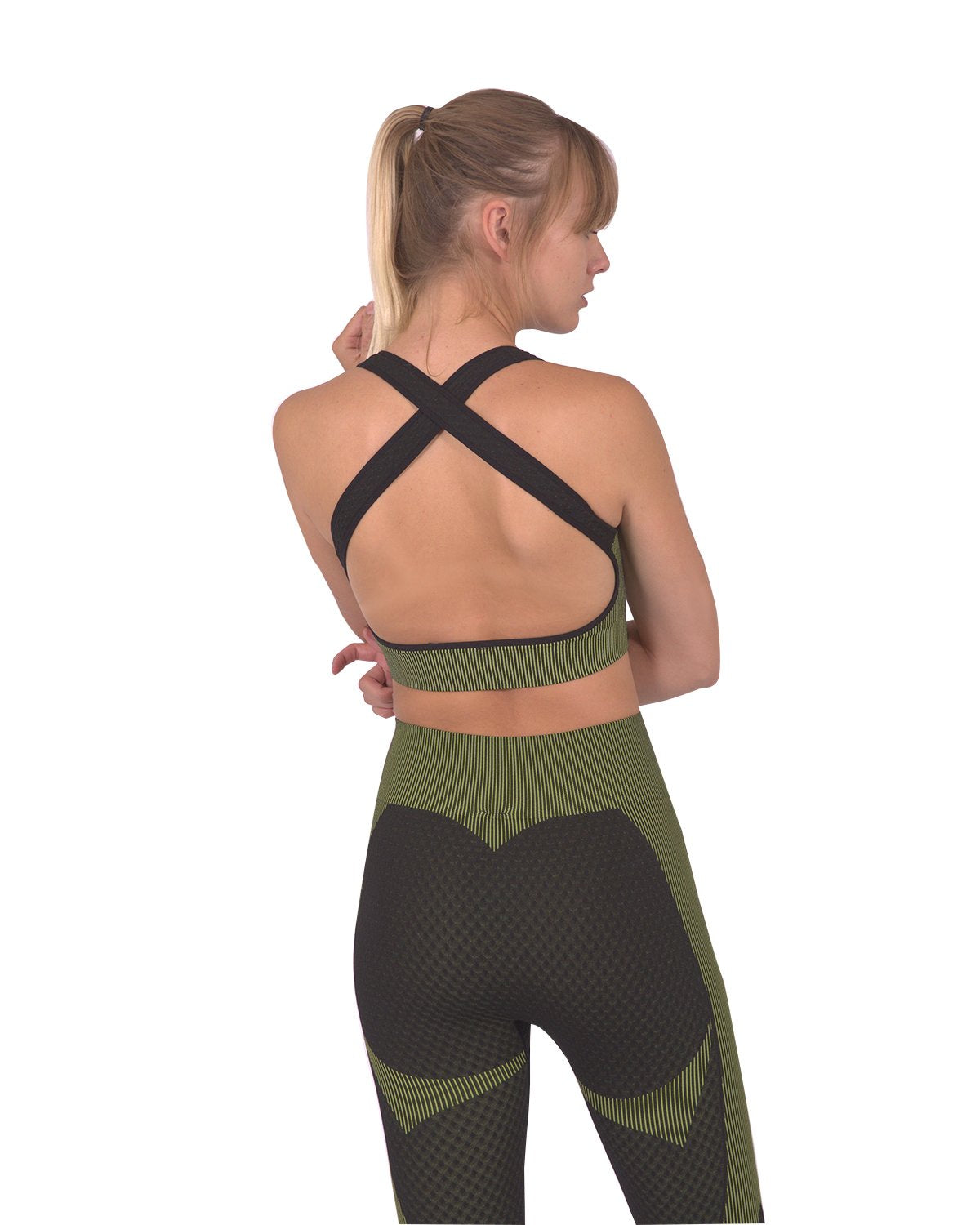 Savoy - Trois Seamless Sports Bra - Black With Green - 1 COLOR -