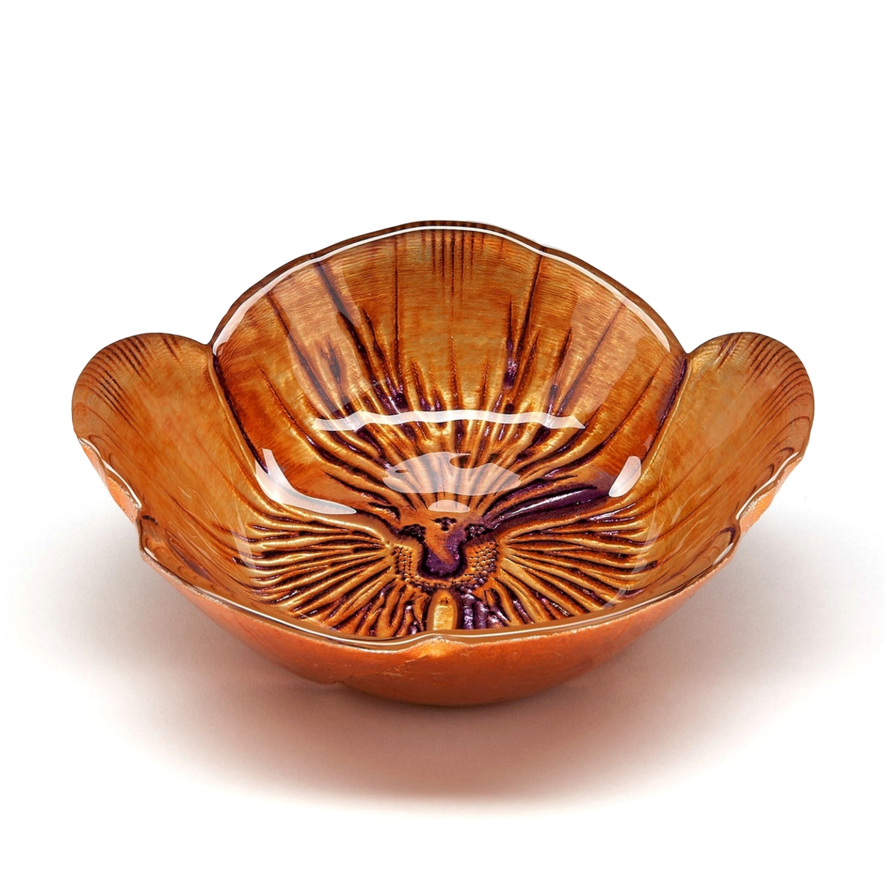 Set/4 PANSY 6" COPPER PURPLE BOWLS