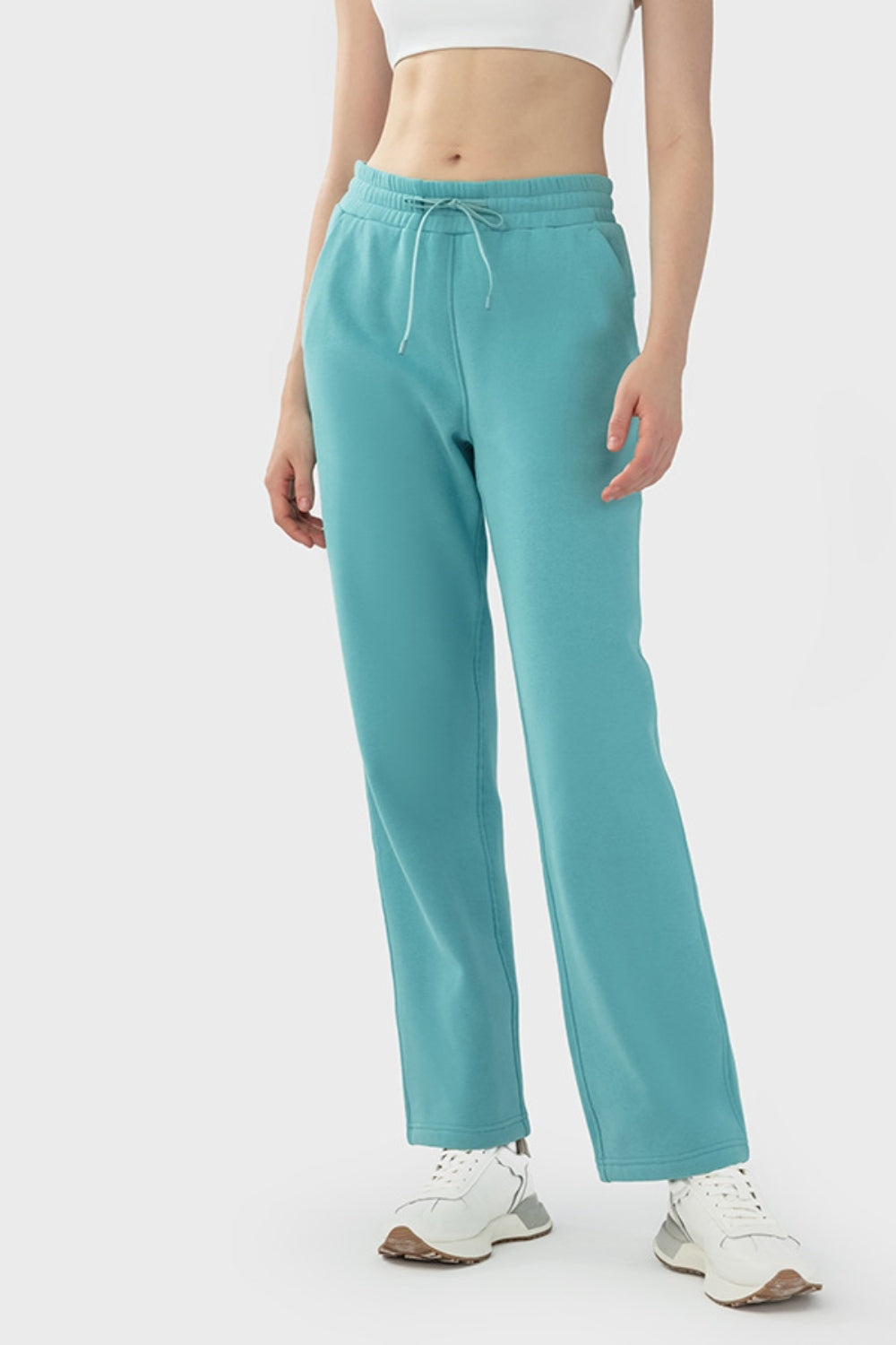 Drawstring Waist Sports Pants with Pockets - T - 9 COLORS -