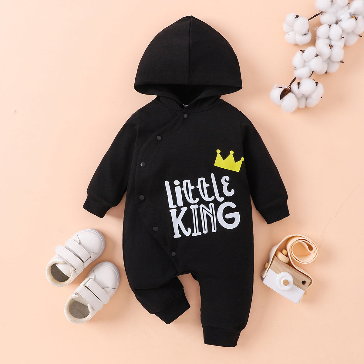 LITTLE KING Hooded Bodysuit - T - 2 COLORS -