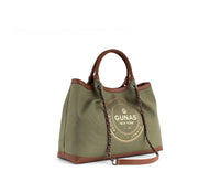 Thumbnail for GUNAS NEW YORK - RUTH - Green Vegan Canvas Tote / comes with make-up bag & dust pouch - 1 COLOR -