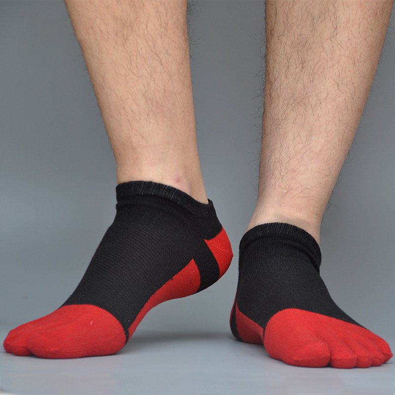 1 Pair Outdoor Men's Socks - Breathable Cotton Toe Socks  - Sports Jogging Cycling Running 5 Finger Toe Slipper Sock - [23 DAY DELIVERY] - 18 COLORS -