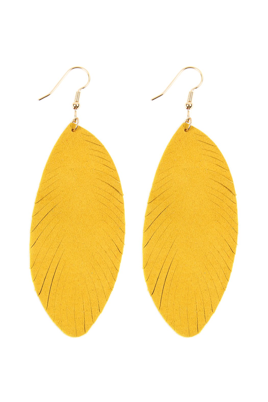 Fringe Leaf Leather Drop Earring - 8 COLORS -