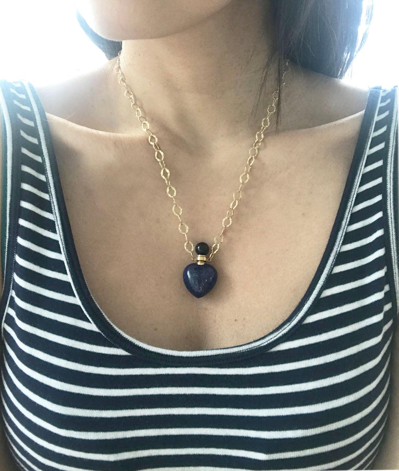 Gena Myint - Lapis Lazuli Heart Chain Necklace -