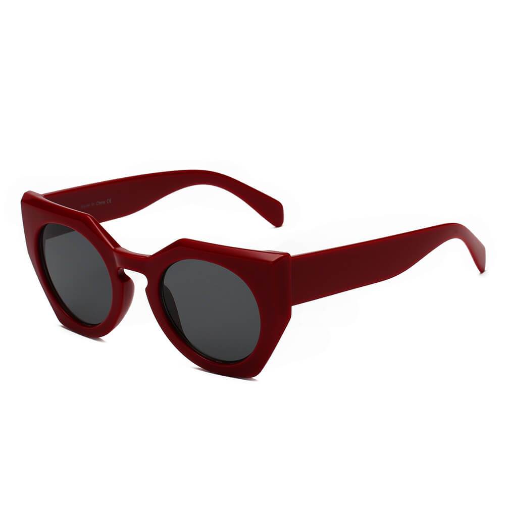 Bergen | S1070 - Women Geometric Round Cat Eye Sunglasses - 4 COLORS -