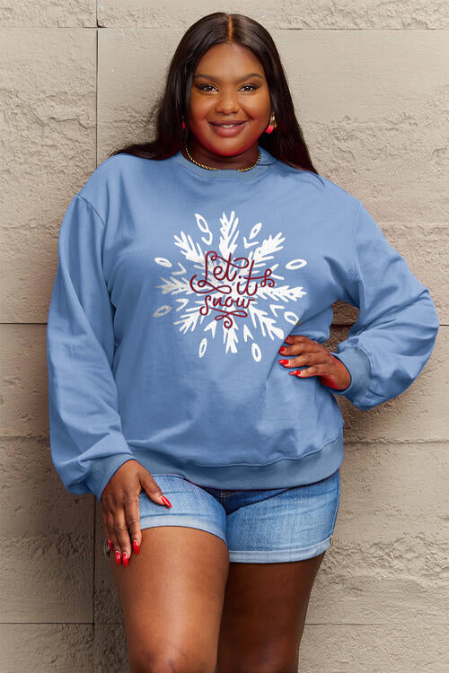 Simply Love Full Size LET IT SNOW Long Sleeve Sweatshirt - SIZES S THRU 3XL - T - 3 COLORS -