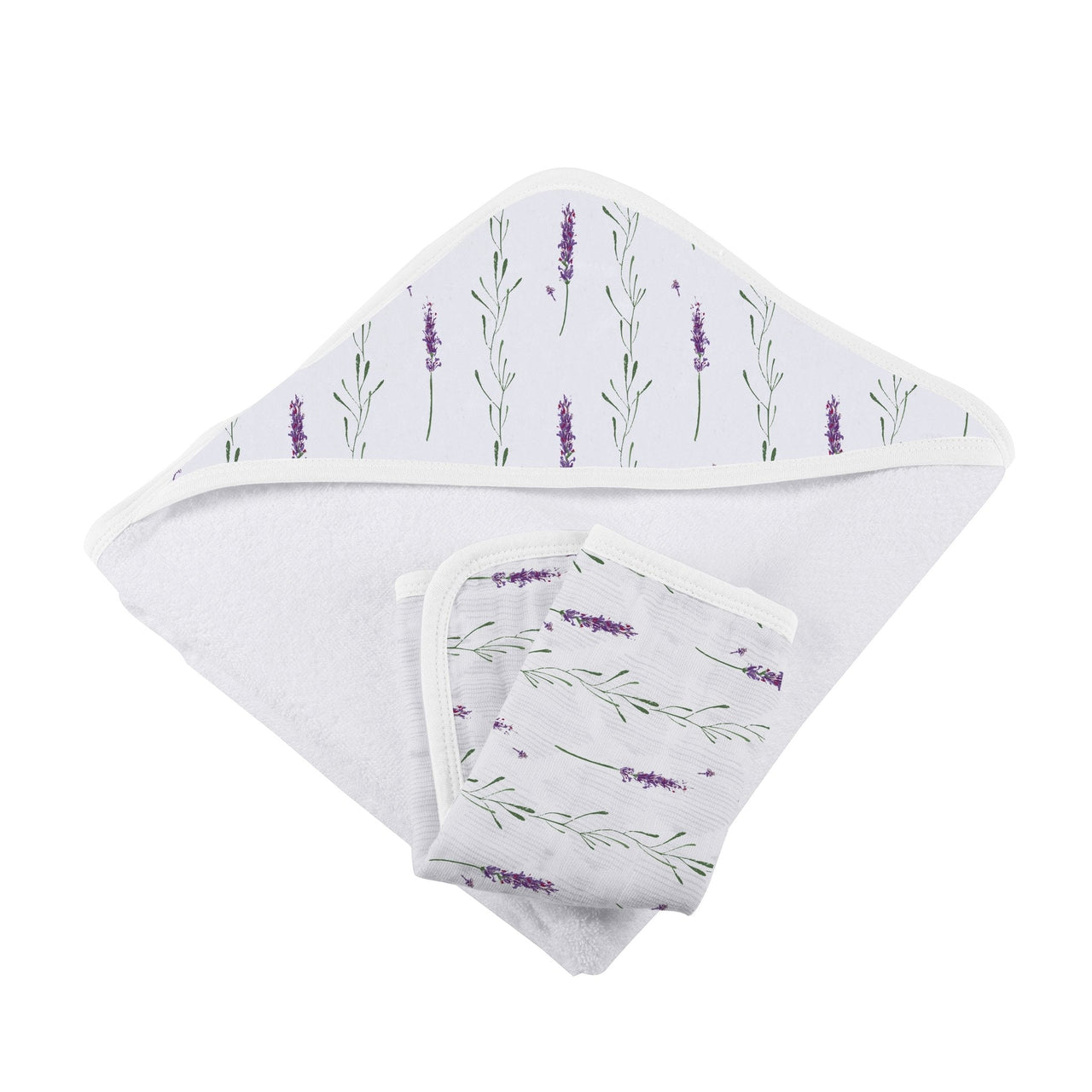 Lavender Stems Bamboo Hooded Towel and Washcloth Set - 1 COLOR -