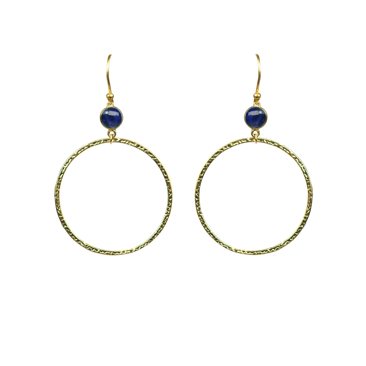 Gena Myint - Lapis Lazuli Bezel Circle Earrings -