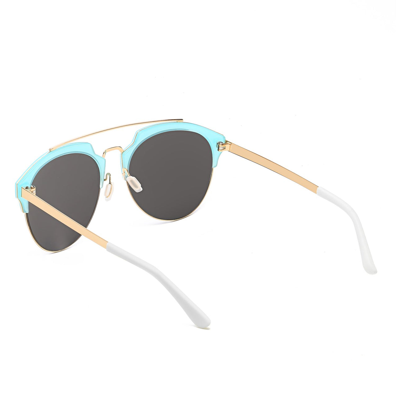 Corolla | CA15 - Half Frame Mirrored Lens Horned Rim Sunglasses Circle - 6 COLORS -