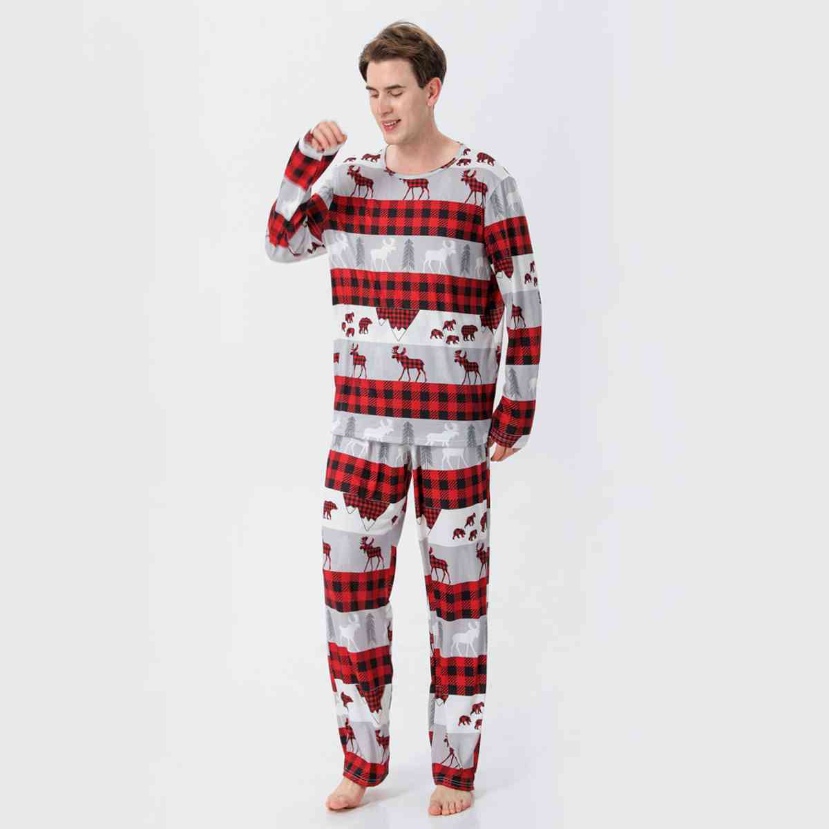 MEN Reindeer & Plaid Top and Pants Set - T -