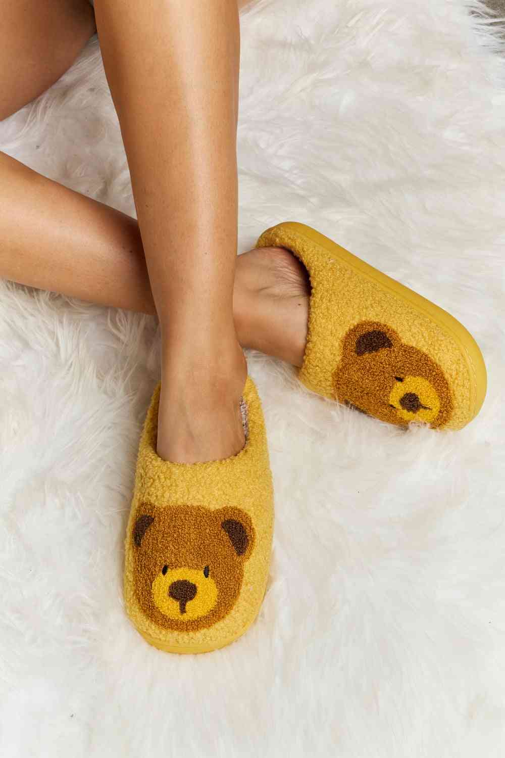 Melody Teddy Bear Print Plush Slide Slippers - T - 6 COLORS -